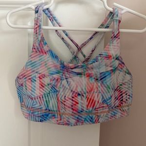 Patterned athleta sports bra, size M/ 8-10
